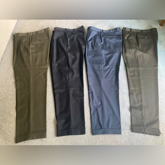 Lot Of 4 Wool Dress Pants 36R Pleated Cuffed Zanella 346 Milano Pazoli ITALY